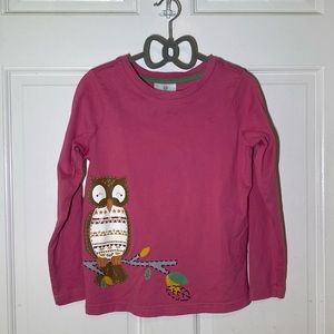 Hanna Andersson Owl on Branch Pink Long-sleeve shirt 6-7Y